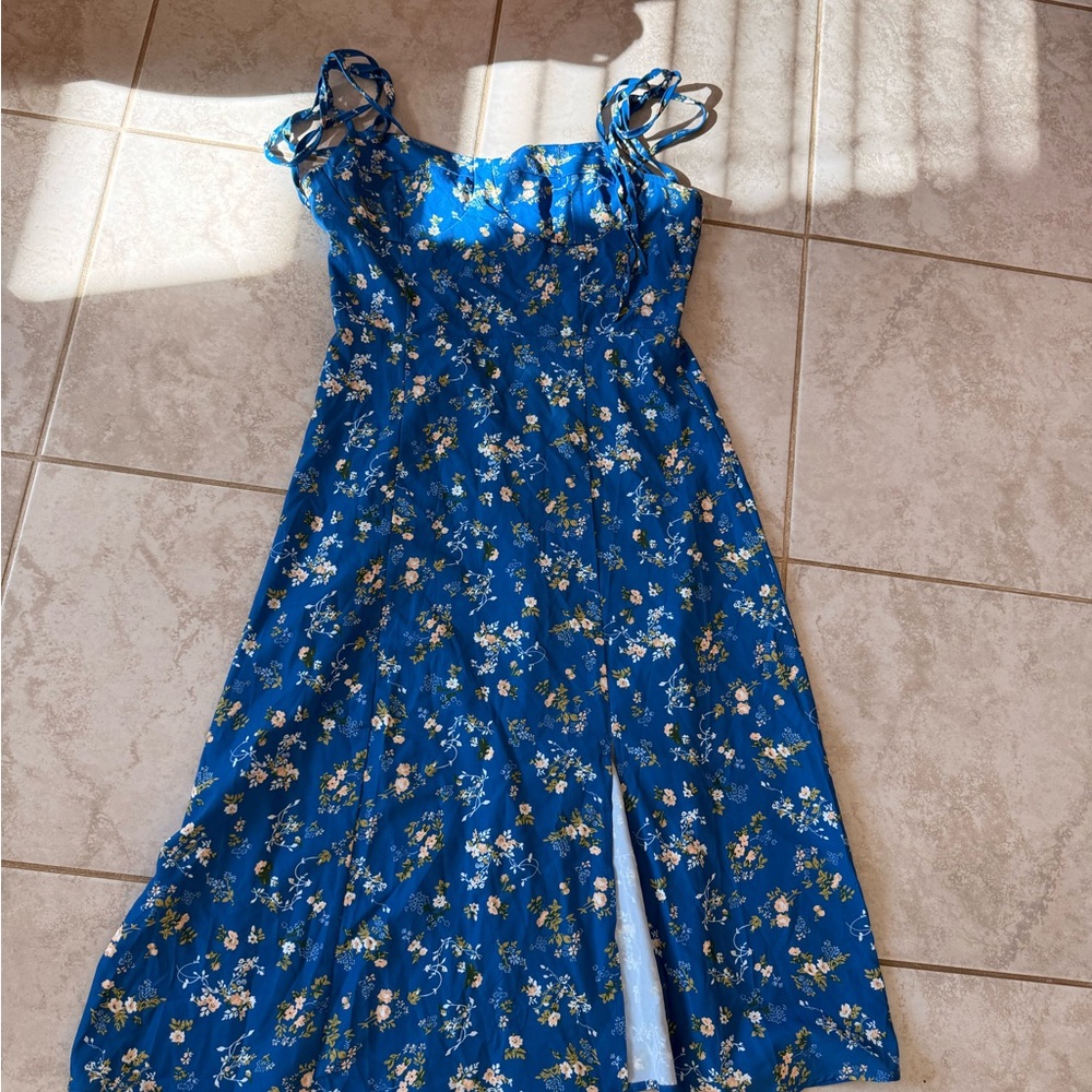 Cider Blue Floral  Dress
